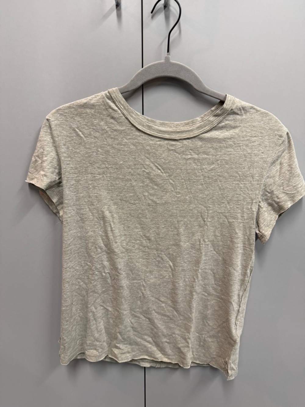 Free People Lightweight Crew Tee in Heather Light Gray